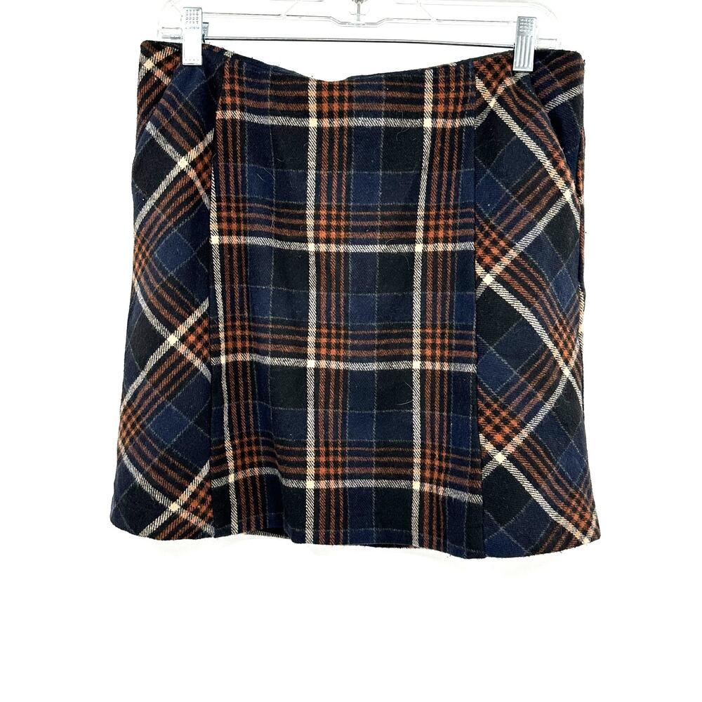 Mittoshop Size‎ Large Skirt Black Plaid Mini Pockets Academic Workwear School